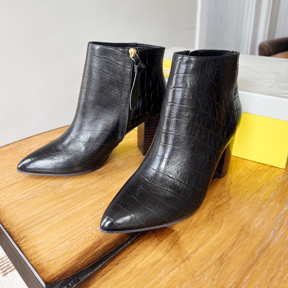 NWT Boden Black Crocodile Booties